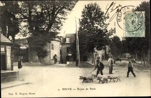 Ak Brive la Gaillarde Corrèze, Route de Paris