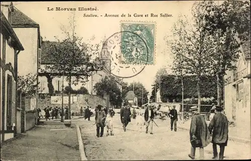 Ak Saulieu Cote d'Or, Avenue de la Gare et Rue Sallier