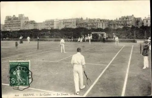 Ak Dieppe Seine Maritime, Le Casino, Le Tennis