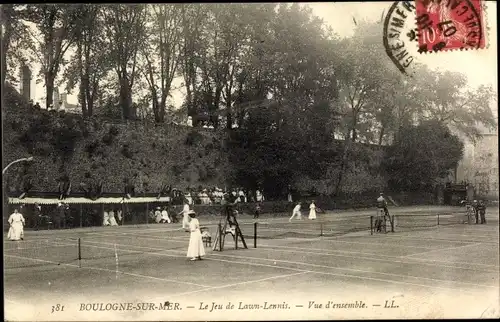 Ak Boulogne sur Mer Pas de Calais, Le Jeu de Lawn Tennis, Vue d'ensemble