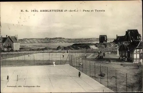 Ak Ambleteuse Pas de Calais, Parc et Tennis