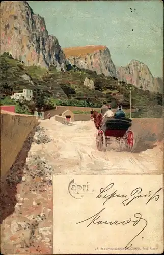 Künstler Ak Richter, Capri Neapel Campania, Pferdekutsche