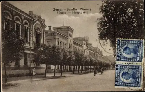 Ak Zemun Semlin Beograd Belgrad Serbien, Hauptgasse