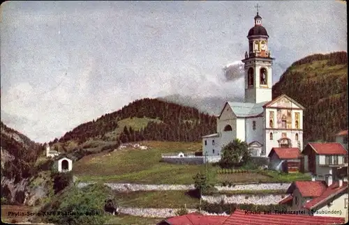 Ak Tiefencastel Kt. Graubünden Schweiz, Kirche