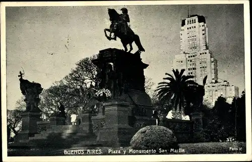 Ak Buenos Aires Argentinien, Plaza y Monumento San Martin