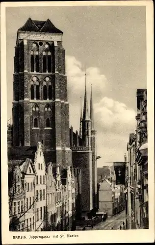 Ak Gdańsk Danzig, Jopengasse mit St. Marien