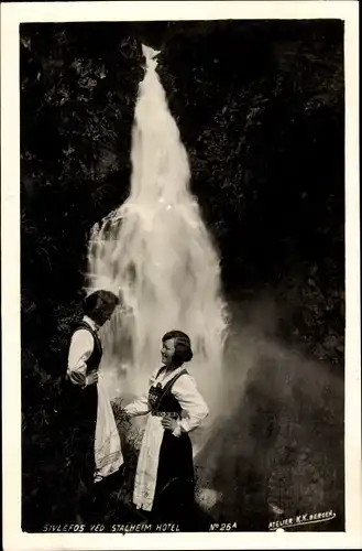 Ak Stalheim Norwegen, Hotel, Wasserfall