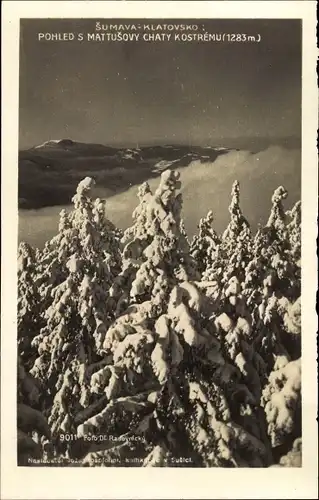 Ak Šumava Böhmerwald, Panorama im Winter