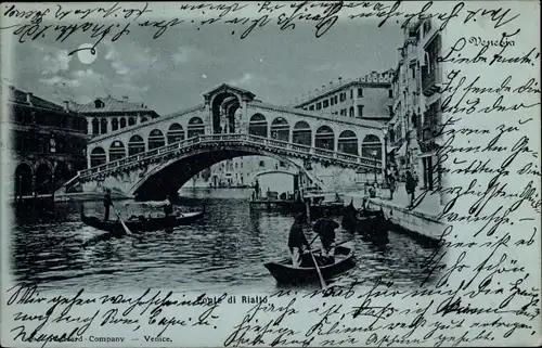 Mondschein Ak Venezia Venedig Veneto, Ponte di Rialto