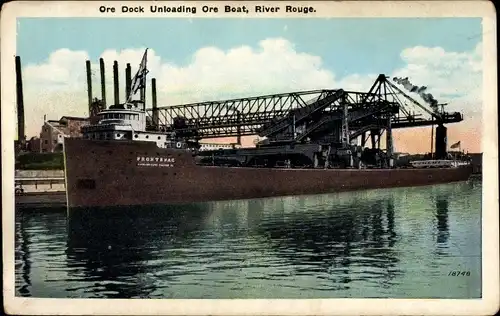 Ak River Rouge Michigan USA, Ore Deck Unloading Ore Boat