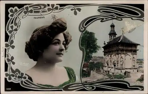 Ak Fribourg Freiburg Stadt Schweiz, Faurens, Chapelle, Frauenportrait, Kapelle