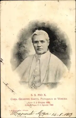 Ak Papst Pius X., Giuseppe Melchiorre Sarto, Portrait