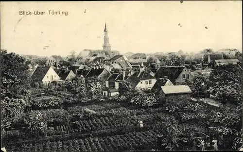 Ak Tönning an der Eider Nordfriesland, Blick auf den Ort