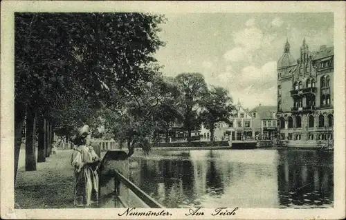 Ak Neumünster in Holstein, Partie am Teich