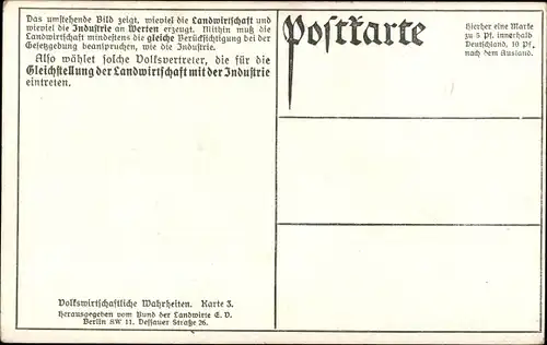 Ak Deutsche Landwirtschaft, Deutsche Industrie, Gesamtproduktionswerte von 1909, Kaiserreich