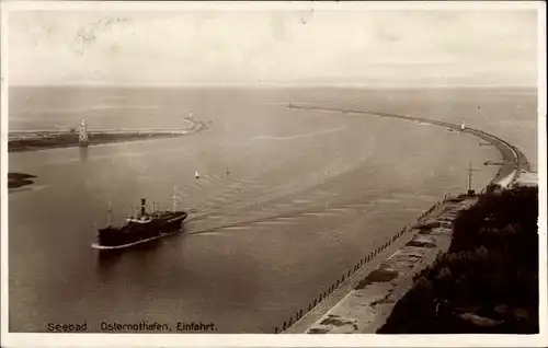 Ak Chorzelin Osternothafen Świnoujście Swinemünde Pommern, Hafeneinfahrt mit Dampfer