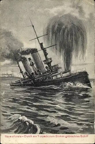 Ak Österreichisches U Boot versenkt feindlichen Kreuzer