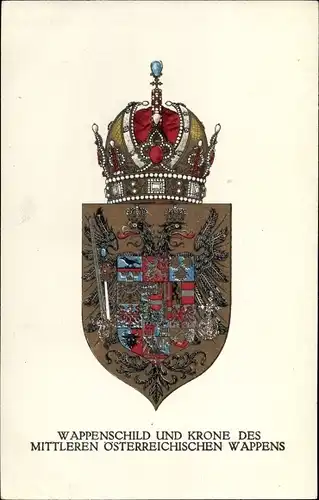 Wappen Ak Wappenschild und Krone des mittleren Österreichischen Wappens, KuK
