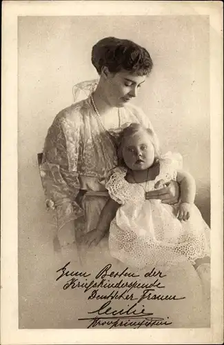 Ak Kronprinzessin Cecilie von Preußen, Prinzessin Alexandrine, Kriegskinder Spendentag 1916