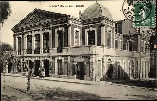 Ak Mascara Algerien, Le Theatre, Straßenansicht vom Theater