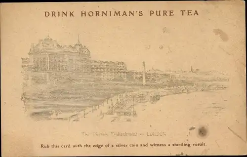 Ak London City England, The Thames Embankment, Drink Horniman's Pure Tea