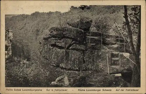 Ak Kohlscheuer Felsen bei Echternach Luxemburg, Sur la Kohlscheuer