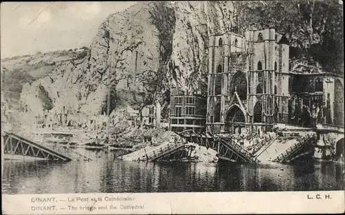 Ak Dinant Wallonien Namur, Le Pont et la Cathedrale