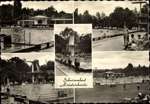 Ak Friedrichroda im Thüringer Wald, Schwimmbad, Freibad, Sprungturm