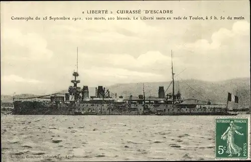 Ak Französisches Kriegsschiff, Liberte, Cuirasse d'Escadre