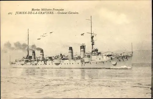 Ak Französisches Kriegsschiff, Jurien de la Graviere, Croiseur-Corsaire