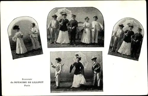 Ak Paris, Souvenir du Royaume de Liliput, Liliputaner, Gruppenaufnahmen