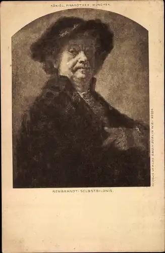 Künstler Ak Rembrandt, Selbstbildnis des Malers