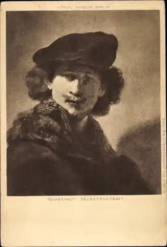 Künstler Ak Rembrandt, Selbstbildnis des Malers