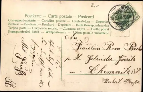 Ak Tausend Grüße, Mann und Frau am Telefon