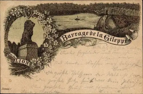 Litho Jalhay Wallonien Lüttich, Barrage de la Gileppe, vue du Lion