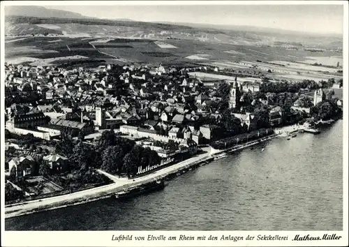 Ak Eltville am Rhein Hessen, Luftbild mit den Anlagen der Sektkellerei Matheus Müller