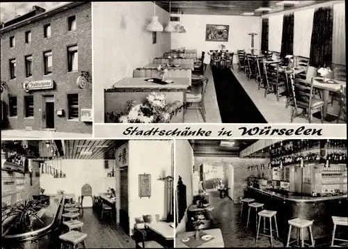 Ak Würselen Nordrhein Westfalen, Stadtschänke, Speisesaal, Bar, Außenansicht