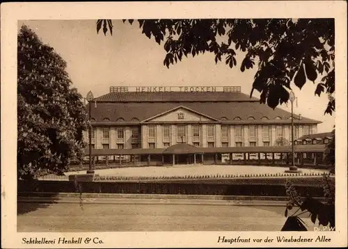 Ak Biebrich am Rhein Wiesbaden, Sektkellerei Henkell und Co, Hauptfront vor der Wiesbadener Allee