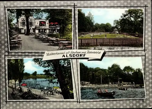 Ak Alsdorf im Kreis Aachen, Waldrestaurant mit Schwimm- und Kahnbetrieb