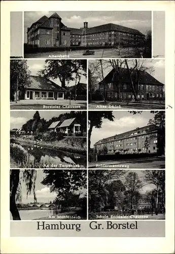 Ak Hamburg Groß Borstel, Altersheim, Altes Schloss, Borsteler Chaussee, Am Mühlenteich, Schule