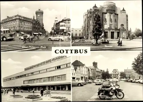Ak Cottbus in der Niederlausitz, Ernst-Thälmann-Platz, Theater, Altmarkt