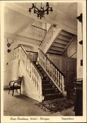 Ak Oestrich Winkel am Rhein Rheingau, Haus Brentano, Treppenhaus