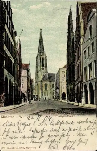 Ak Münster in Westfalen, Prinzipal-Markt, Straßenszene
