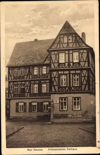 Ak Nassau an der Lahn, Althessisches Rathaus, Außenansicht