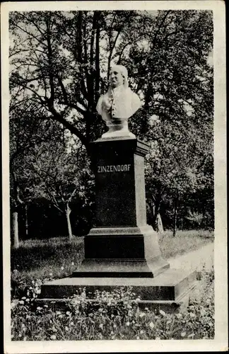 Ak Herrnhut in der Oberlausitz Sachsen, Zinzendorf Denkmal