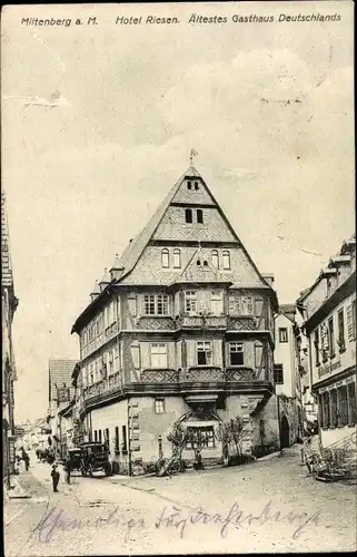 Ak Miltenberg in Unterfranken Bayern, Hotel zum Riesen