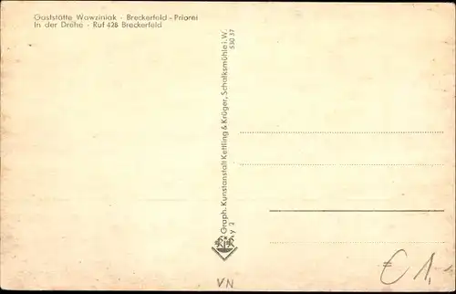 Ak Breckerfeld in Westfalen, Priorei Hagen, Gaststätte Wawziniak, In der Drehe