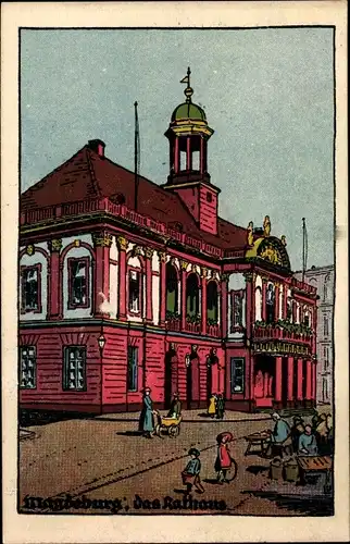 Künstler Ak Magdeburg, Das Rathaus