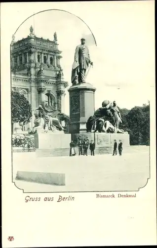 Ak Berlin Tiergarten, Bismarck Denkmal vor dem Reichstagsgebäude