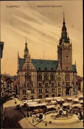 Ak Elberfeld Wuppertal, Rathaus mit Neumarkt